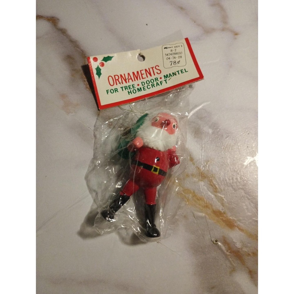 Vintage 70s/80s HomeCraft  Wood‎ Christmas Ornament Santa Claus Old Collectible